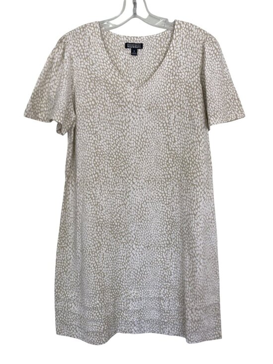 Original Nicole Miller Dresses & Skirts - Original Nicole Miller Beige & White Textured Short Sleeve V-Neck Tunic Dress Li